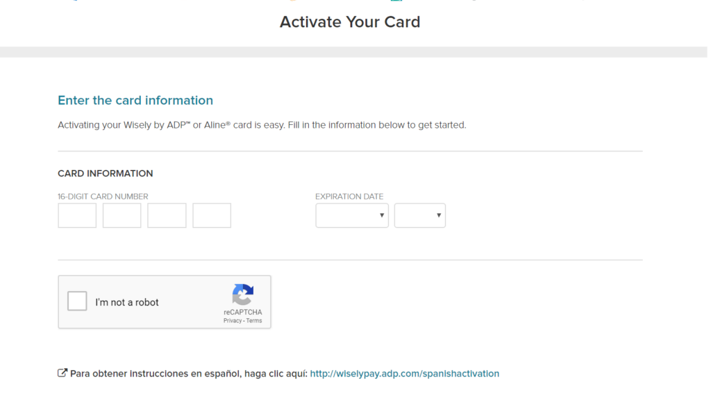 Activate the card on the wisely website.