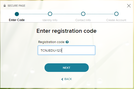 Enter the registration code.