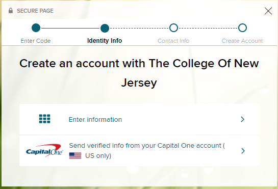 create an account with TCNJ.